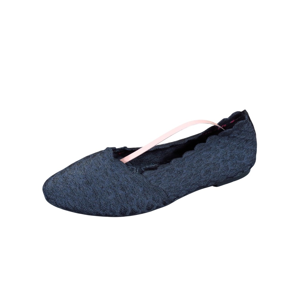 Skechers Cleo Honeycomb Women Ballet Flat 9 Wide Walking Shoes Black Textile